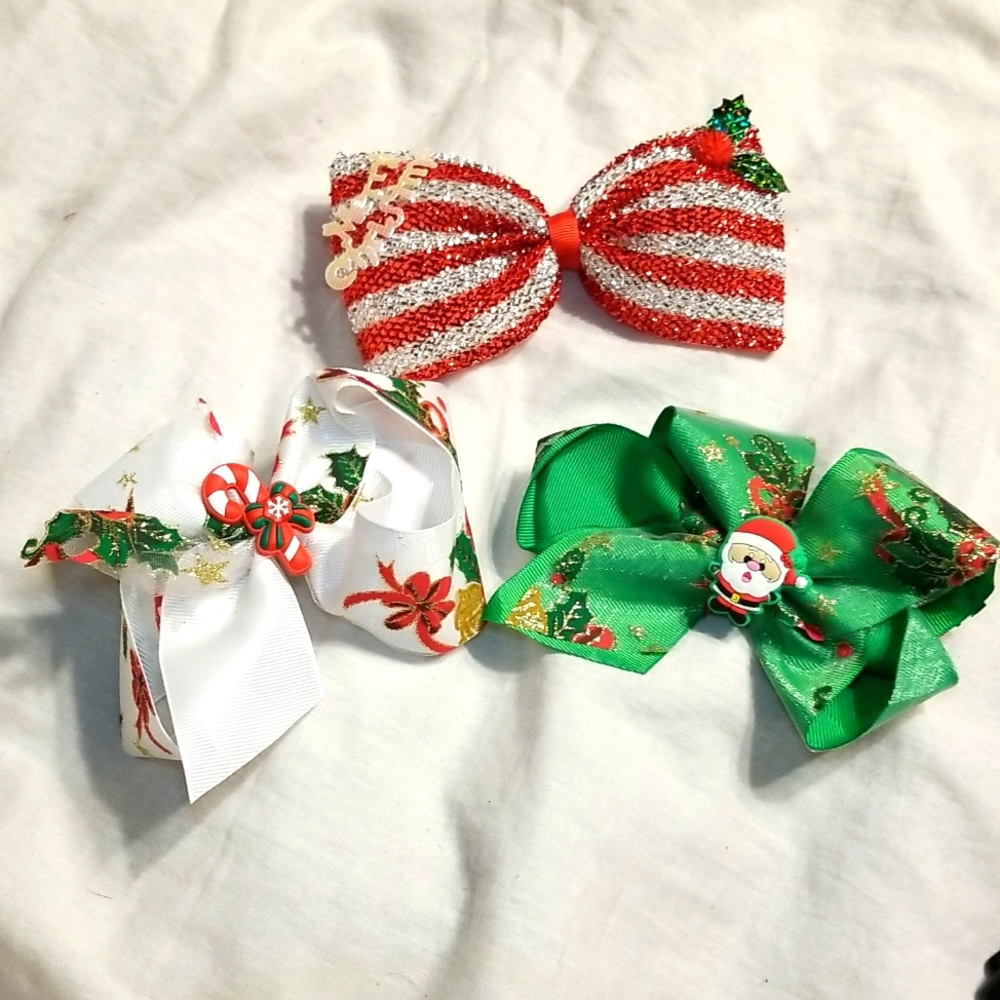 COPY - HOLIDAY BLING HAIR CLIP BOW SET OF 3...MATCH TO EVERY OUTFIT